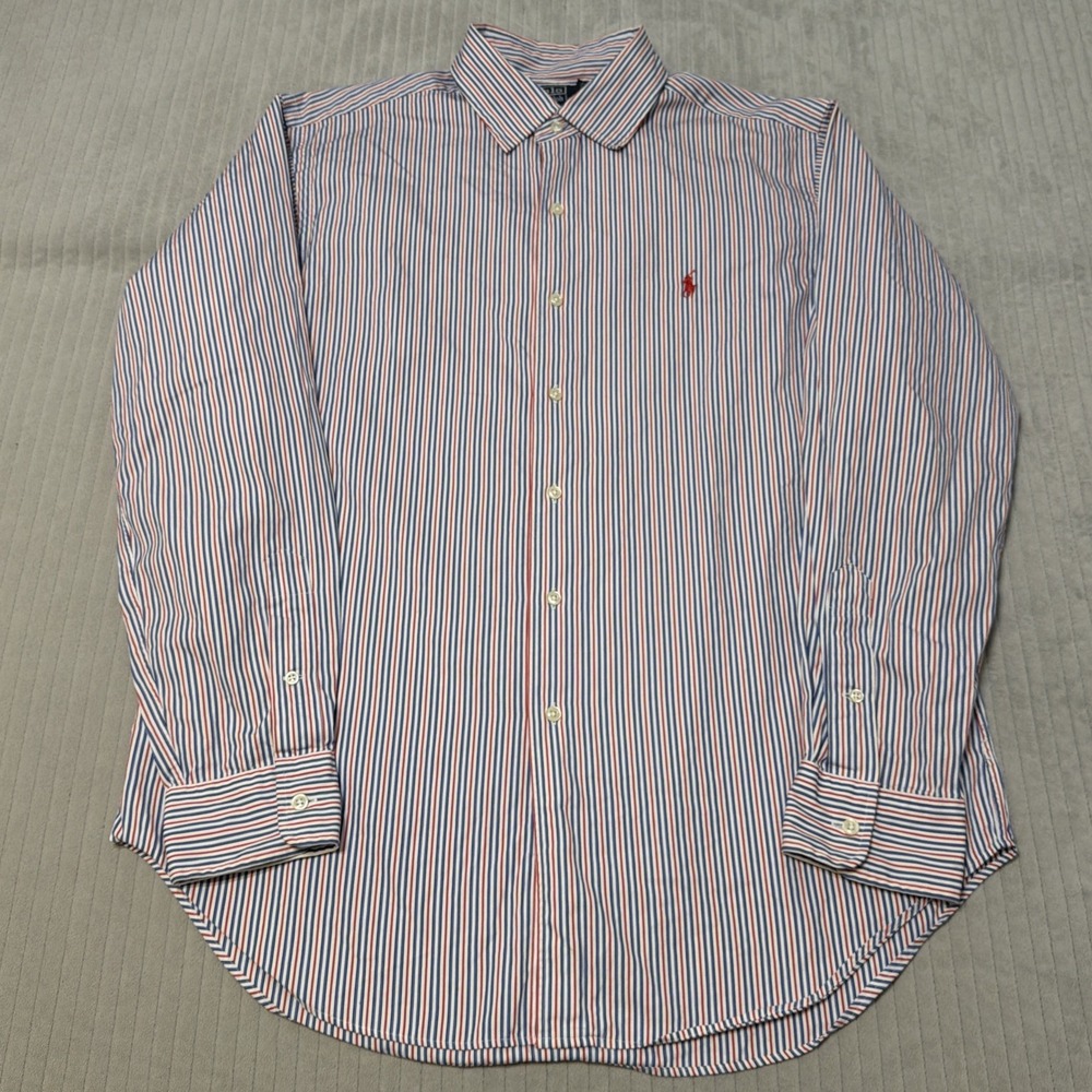 Polo Ralph Lauren Blake Mens Large Red Striped Button Down Shirt Cotton